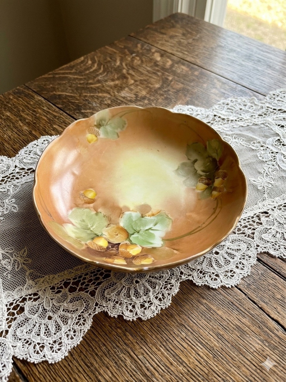 A. Klingenberg Limoges three Footed fall acorns bowl AK France